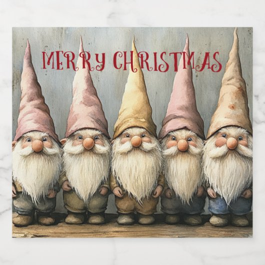 Adorable Gnomes Pointed Hats Long Beard Bierflaschenetikett (Einzelnes Label)