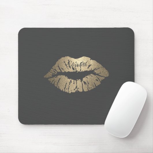 Adorable Gold Glitzer Lips Personalisiert Mousepad (Mit Mouse)