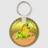 Adorable Gold-Happy-Nature-Eidechse Schlüsselanhänger (Vorderseite)