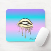 Adorable Gold Metallic Dripping Lips Holographic Mousepad (Mit Mouse)