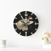 Adorable Gold Peacock Black Damask - Personalisier Große Wanduhr (Zuhause)