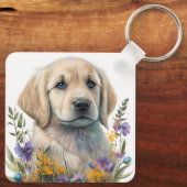 Adorable Golden Retriever Puppy Dog Schlüsselanhänger (Rückseite)