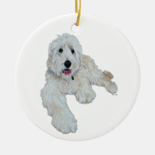 Adorable Goldendoodle Keramik Ornament