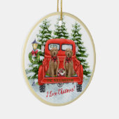 Adorable Goldendoodles Vintager roter Lkw Ornament (Rechts)