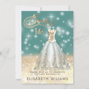 Adorable Goldkleid charmante glittery ombre invit Einladung