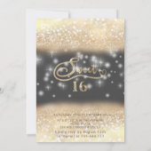 Adorable Goldkleid charmante glittery ombre invit Einladung (Rückseite)