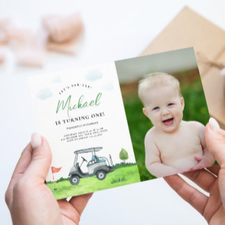 Adorable Golf Birthday Foto Einladung