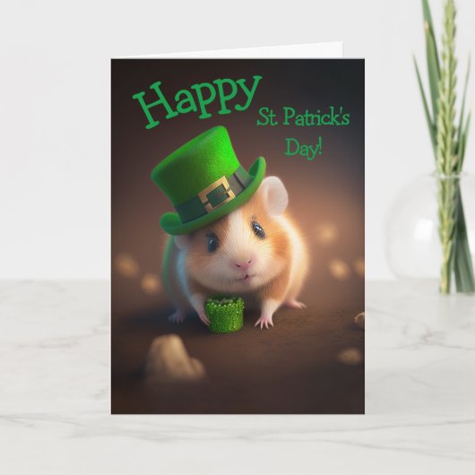 Adorable Good Cheer Hamster St. Patrick's Day Feiertagskarte (Vorderseite)