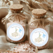 Adorable Goose Boy Baby Dusche Blue Gingham Runder Aufkleber