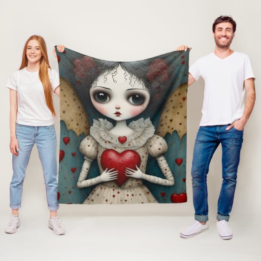 Adorable Gothic Valentine Doll Fleecedecke (Beispiel)