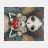 Adorable Gothic Valentine Doll Fleecedecke (Vorderseite (Horizontal))
