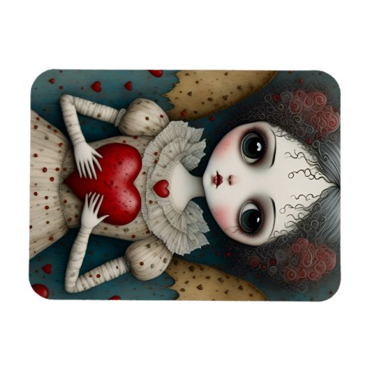 Adorable Gothic Valentine Doll Magnet (Horizontal)