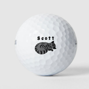 Adorable Grau Tabby Kitten Schlafennacht Markierun Golfball