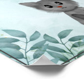 Adorable graue Katze im Waldposter für Kinder Poster (Ecke)