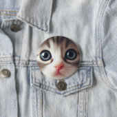 Adorable graue weiße Kätzchen mit blauen Augen Button (Beispiel)