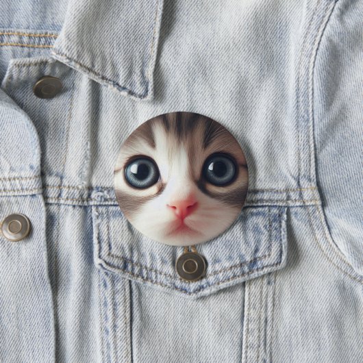 Adorable graue weiße Kätzchen mit blauen Augen Button (Beispiel)