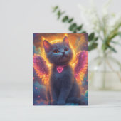 Adorable Gray Angel Kitty Postkarte (Stehend Vorderseite)