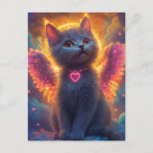 Adorable Gray Angel Kitty Postkarte (Vorderseite)