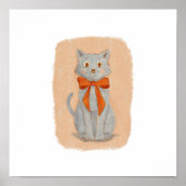 Adorable Gray Kitten mit einem roten Bow Poster (Vorne)
