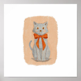 Adorable Gray Kitten mit einem roten Bow Poster