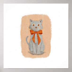 Adorable Gray Kitten mit einem roten Bow Poster