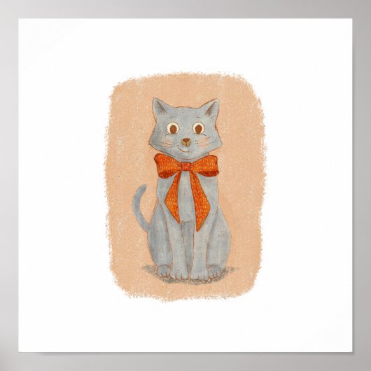 Adorable Gray Kitten mit einem roten Bow Poster (Vorne)
