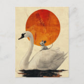 Adorable Gray Mouse Hitches a Ride auf einem Schwa Postkarte (Vorderseite)