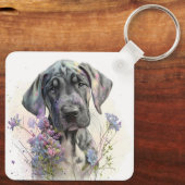 Adorable Great Dane Hund Schlüsselanhänger (Rückseite)