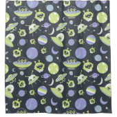 Adorable Green Außerirdischen Space Ships UFO Kind Duschvorhang (Vorderseite)