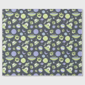 Adorable Green Außerirdischen Space Ships UFO Kind Geschenkpapier (Flach)