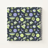 Adorable Green Außerirdischen Space Ships UFO Kind Notizblock (Rückseite)