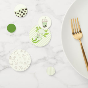 Adorable Green Axolotl Boba Tea Geburtstagsparty Konfetti