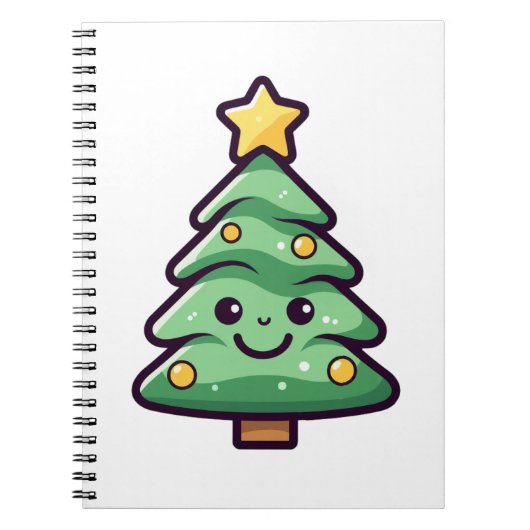 Adorable Green Christmas Tree Charakter Notizblock (Vorderseite)
