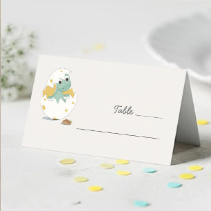 Adorable Green Dinosaur Egg Themed Baby Events Platzkarte