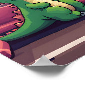 Adorable Green Dinosaurier Reiten mit dem Zug bei  Poster (Ecke)