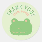 Adorable Green Frog Personalized Birthday Sticker (Vorderseite)