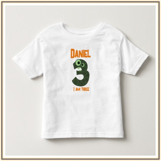 Adorable Green & Orange Ich bin DREI Kleinkind T-shirt
