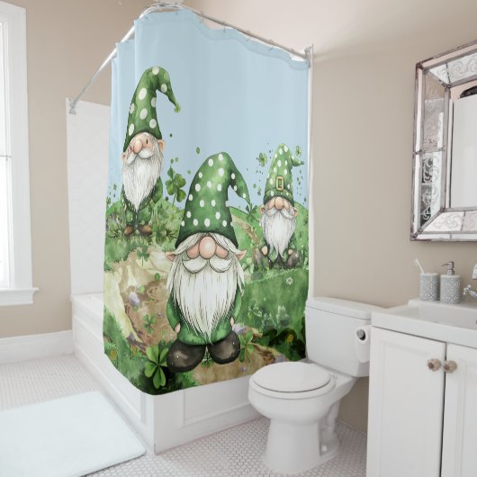 Adorable Green St. Patrick's Day Gnomes Duschvorhang (Beispiel)