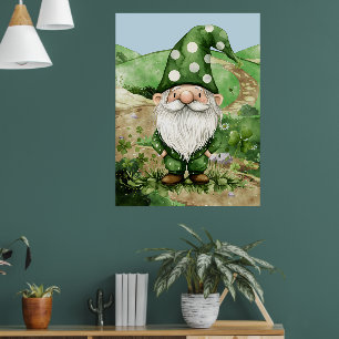 Adorable Green St. Patrick's Day Gnomes Poster