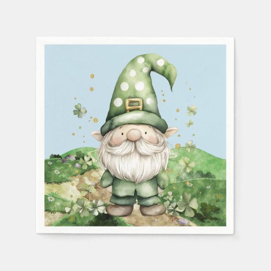 Adorable Green St. Patrick's Day Gnomes Serviette (Vorderseite)