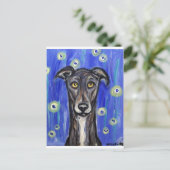 Adorable Greyhound-Portrait Postkarte (Stehend Vorderseite)