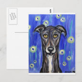 Adorable Greyhound-Portrait Postkarte (Vorne/Hinten)