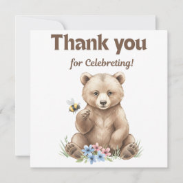 Adorable,  grizzly bear cub  Baby Shower  Dankeskarte