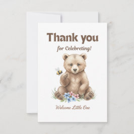 Adorable,  grizzly bear cub  Baby Shower  Dankeskarte