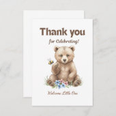 Adorable, grizzly bear cub Baby Shower Dankeskarte (Vorne/Hinten)