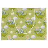 ADORABLE GRÜNE DINOSAUREN MIT BLAUEN RAINBOWS GROßE GESCHENKTÜTE (Rückseite)