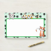 Adorable grüne Farbe mit Pfoten niedliche Kätzchen Post-it Klebezettel (Auf Schreibtisch)