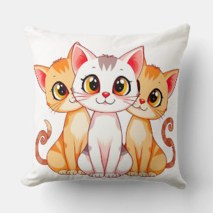 Adorable Gruppe von Cartoon Katzen mit großen Auge Kissen