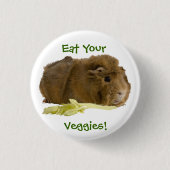 Adorable Guinea Pig Eating Celery Fotografie Button (Vorderseite)