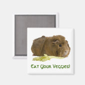 Adorable Guinea Pig Eating Celery Fotografie Magnet (Vorderseite/Rückseite)